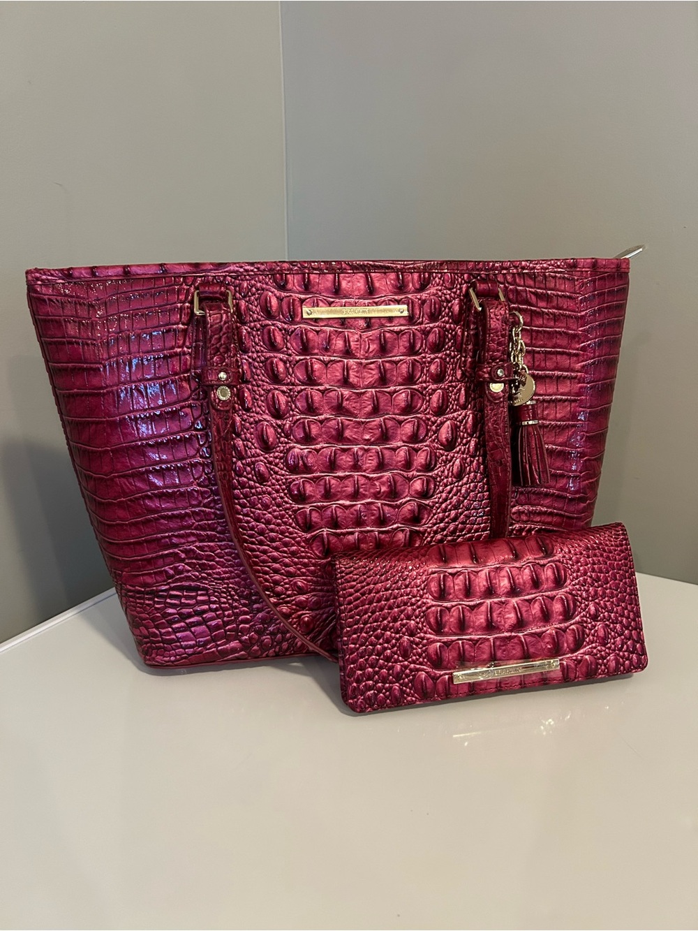 Brahmin Medium Asher Tote Merlot Ombre Melbourne Leather